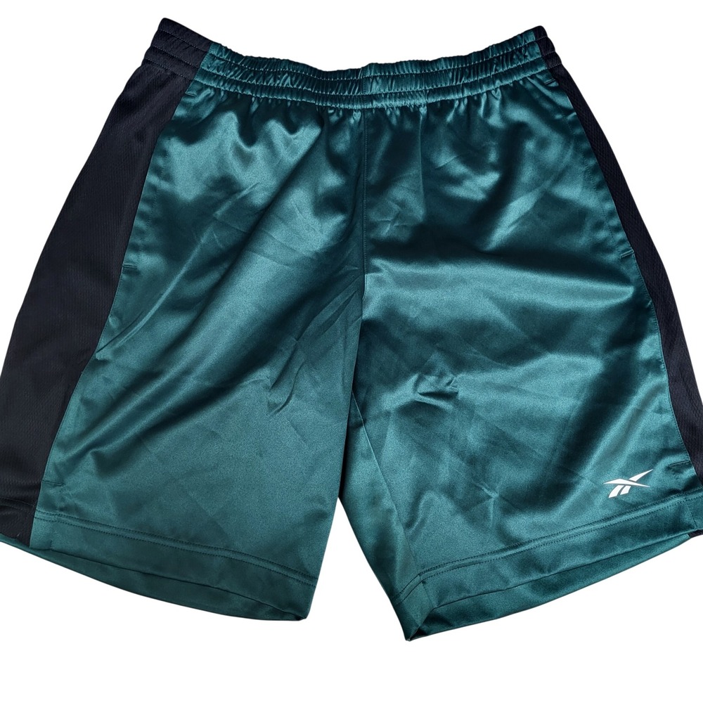 Reebok Mens Basketball Satin and Mesh Shorts Green Black 100223058 Size‎ M NWT